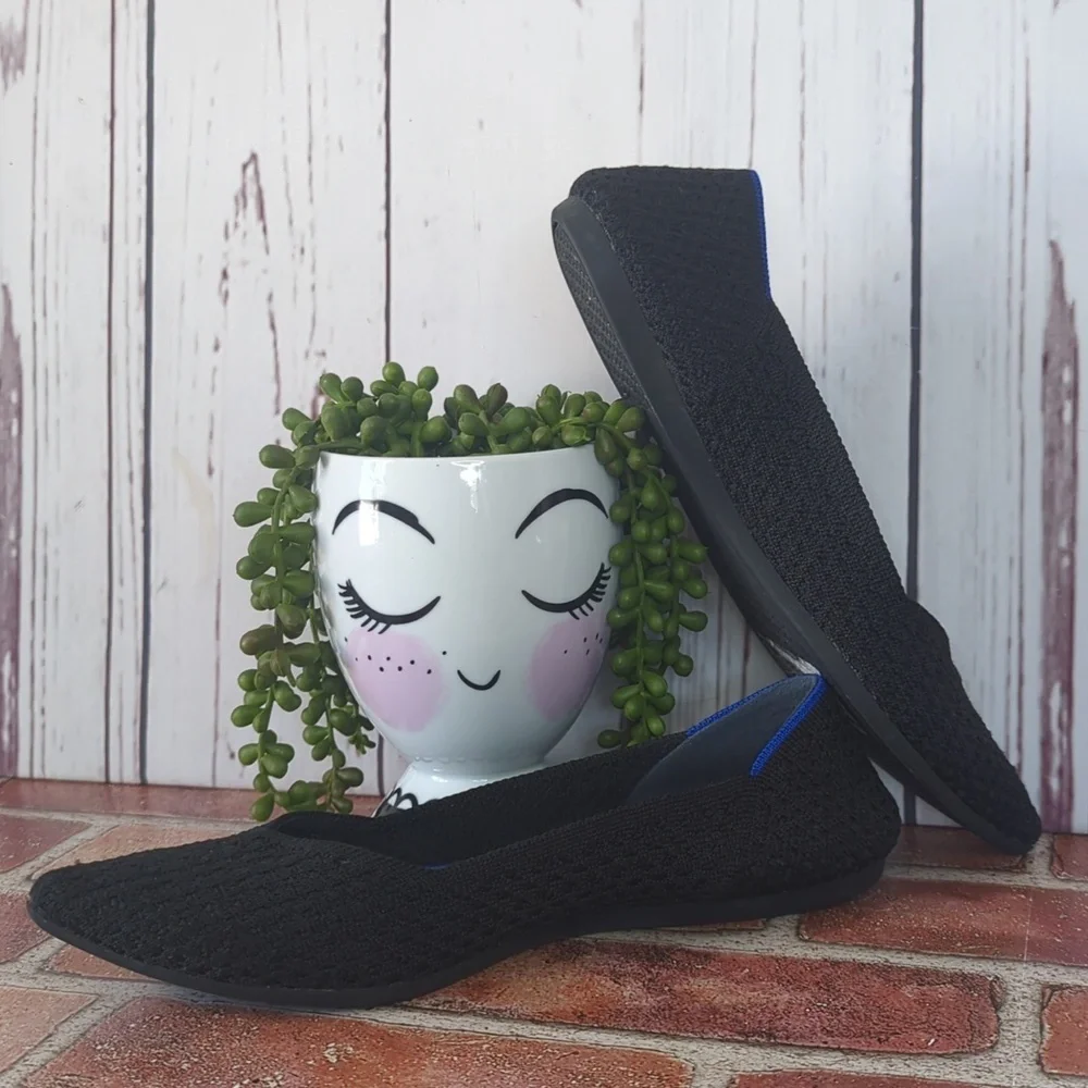 Rothy's The Point Black Ballet‎ Flats Comfort Casual Knit Sustainable Women's 8